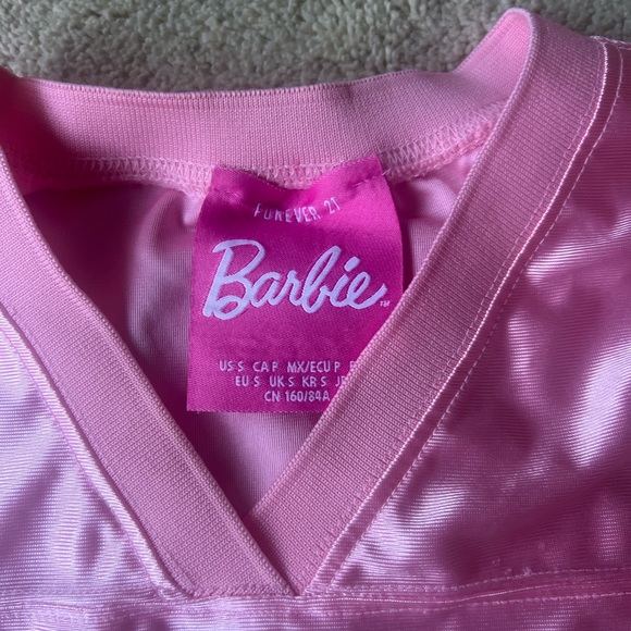 New BARBIE x Forever 21 Varsity style crop top pink size Small - Picture 3 of 7